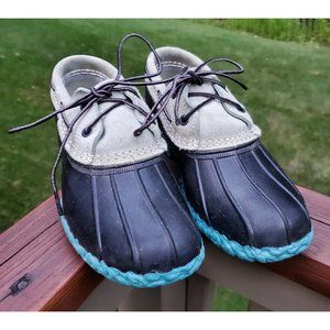 Womens L.L. Bean Boots Two Eye Boat Gumshoes Suede Size 9 M Rubber Moc Duck Blue